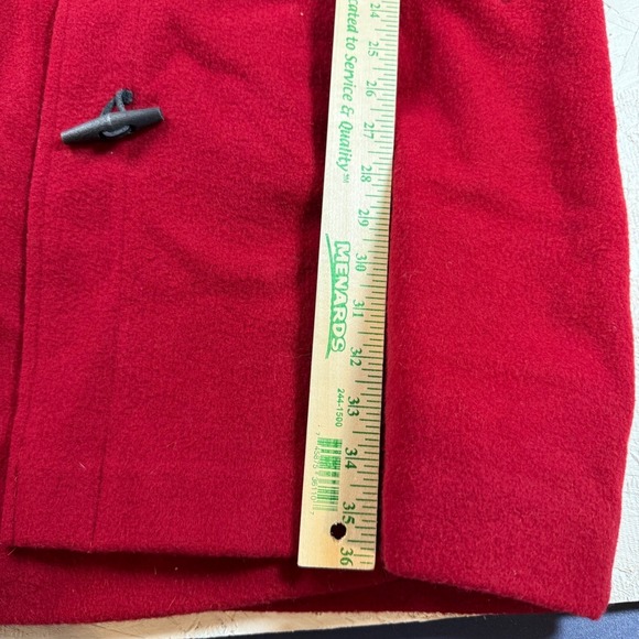 Red Hooded Women's Wool Coat - Picture 9 of 9